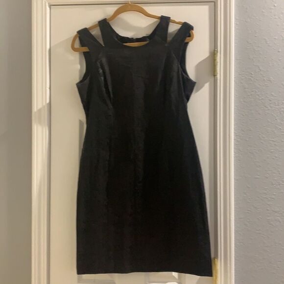 Black Strappy Burnt Look Snake  Print Dress 10 Petite - Picture 1 of 7